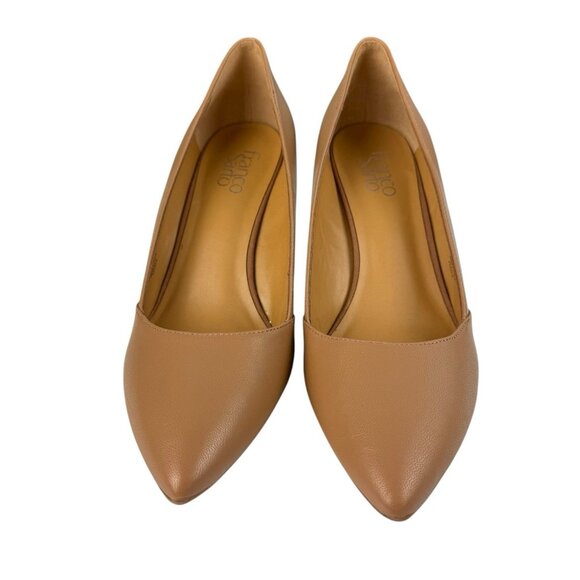 Franco Sarto Womens 10 M Frankie Brown Leather Wedge Pump Heels Shoes - Picture 2 of 9